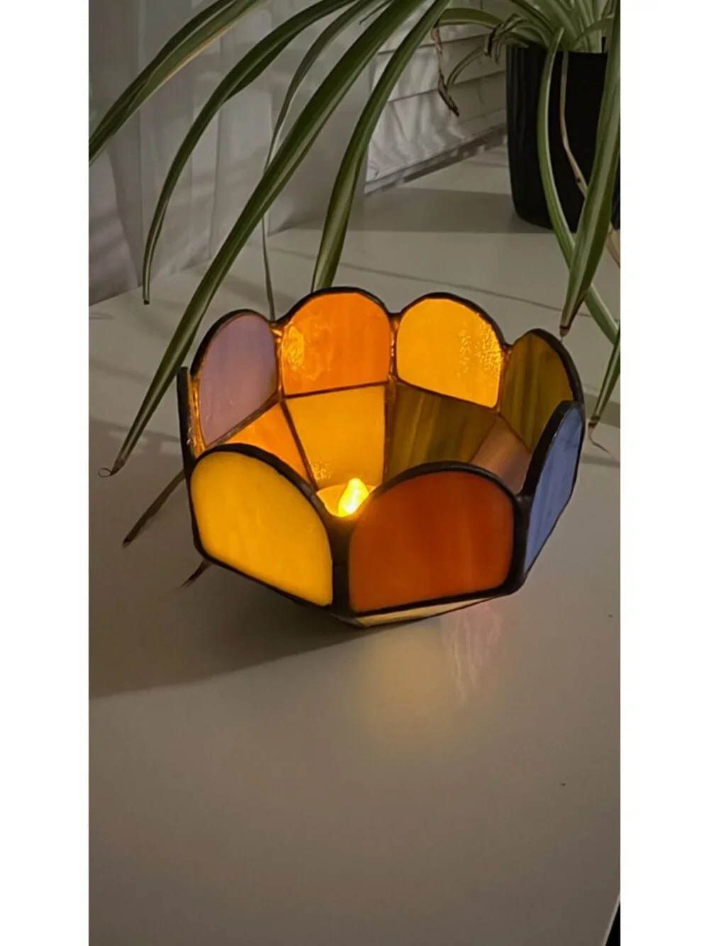 Multi-colored Stained Glass Candleholder